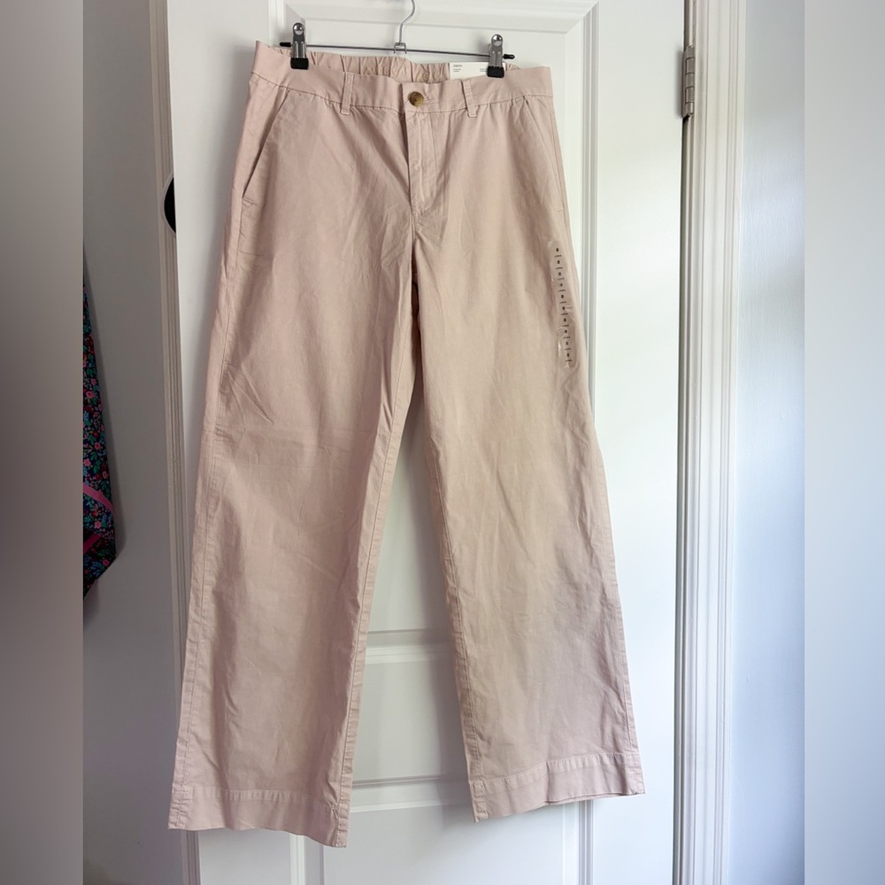 American Eagle Outfitters Light Beige Wide-Leg Stovepipe Mid Rise Trousers